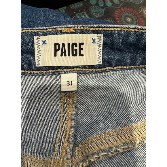 PAIGE Sarah Straight Crop Jeans Size 31 high rise raw distressed hem - Picture 4 of 6
